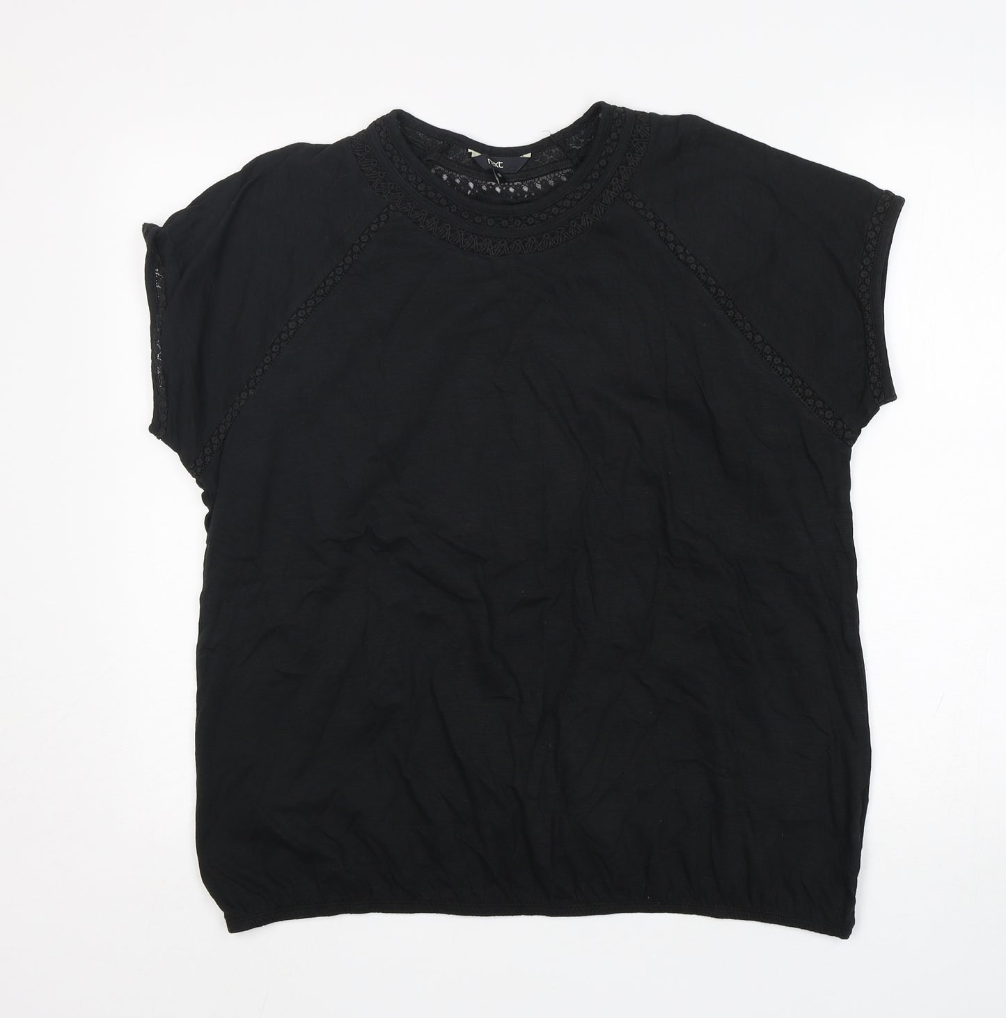 NEXT Womens Black  Cotton Basic T-Shirt Size 18 Round Neck