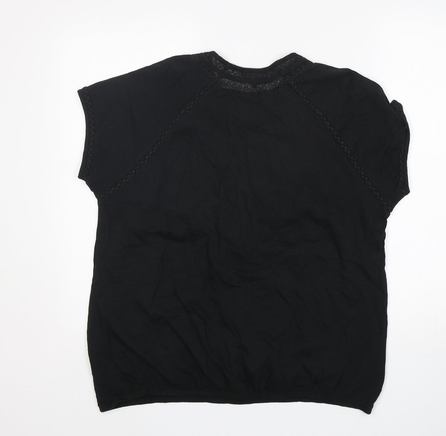 NEXT Womens Black  Cotton Basic T-Shirt Size 18 Round Neck