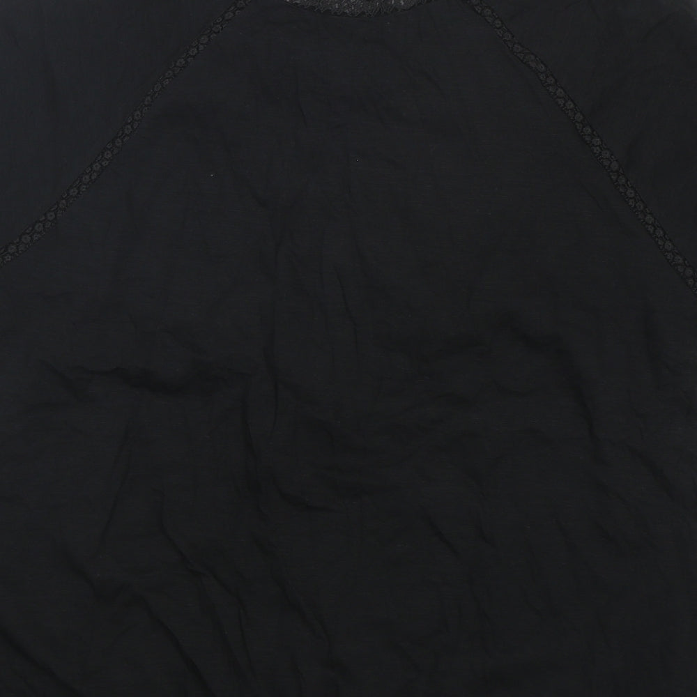 NEXT Womens Black  Cotton Basic T-Shirt Size 18 Round Neck