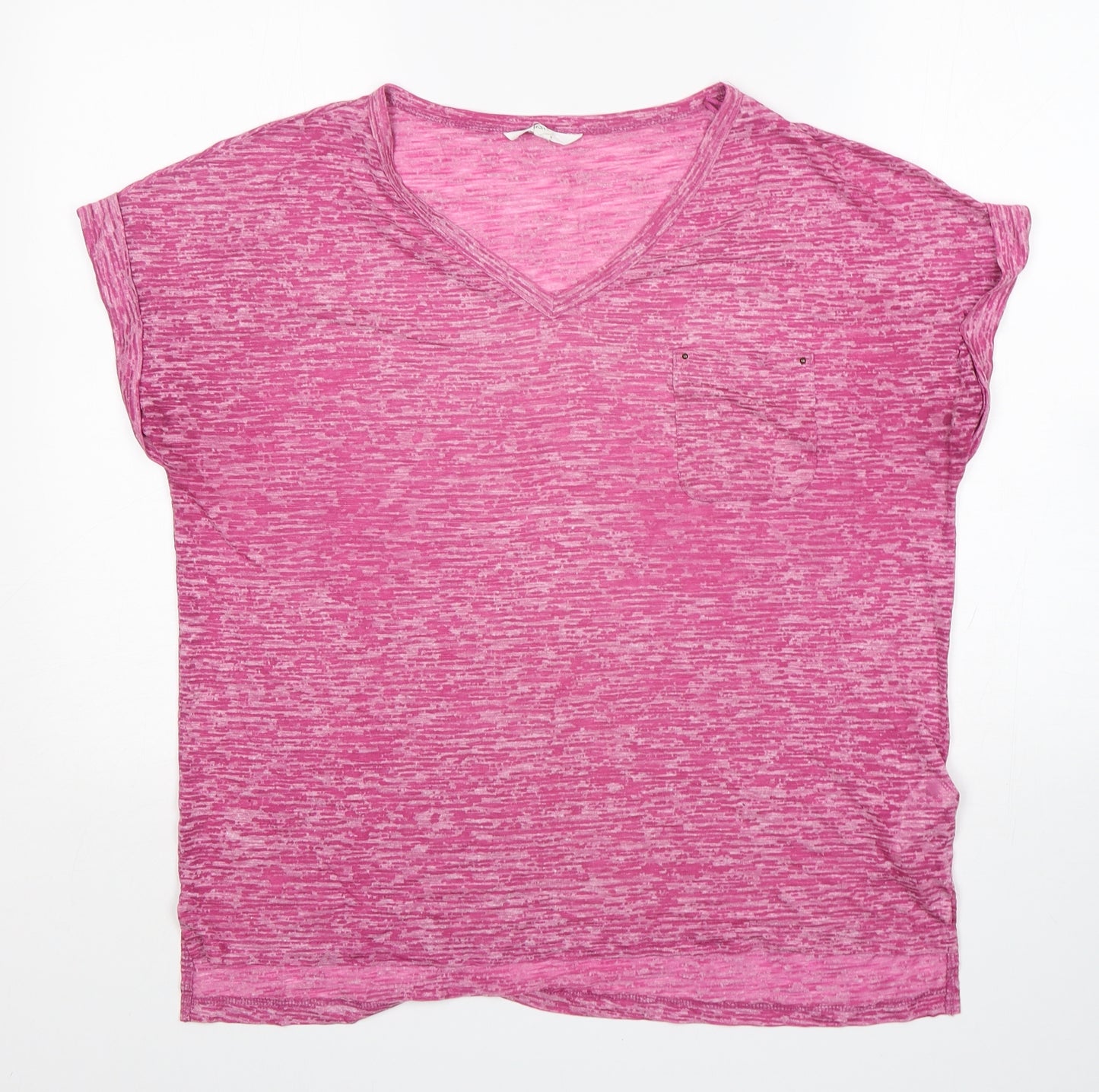 NEXT Womens Pink  Polyester Basic T-Shirt Size 16 V-Neck