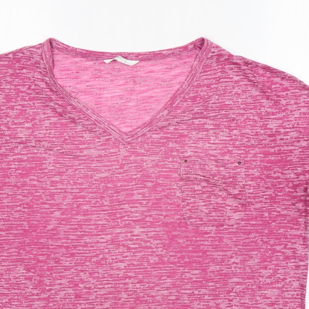 NEXT Womens Pink  Polyester Basic T-Shirt Size 16 V-Neck