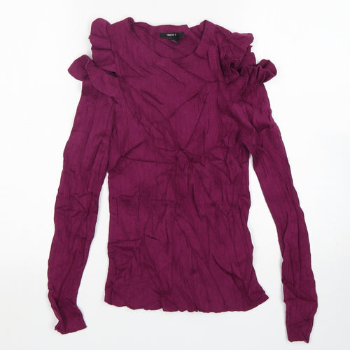 FOREVER 21 Womens Purple Round Neck  Cotton Pullover Jumper Size L