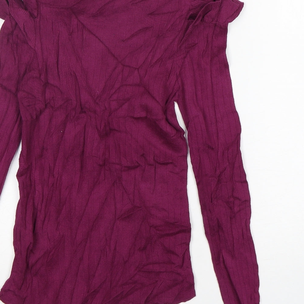 FOREVER 21 Womens Purple Round Neck  Cotton Pullover Jumper Size L