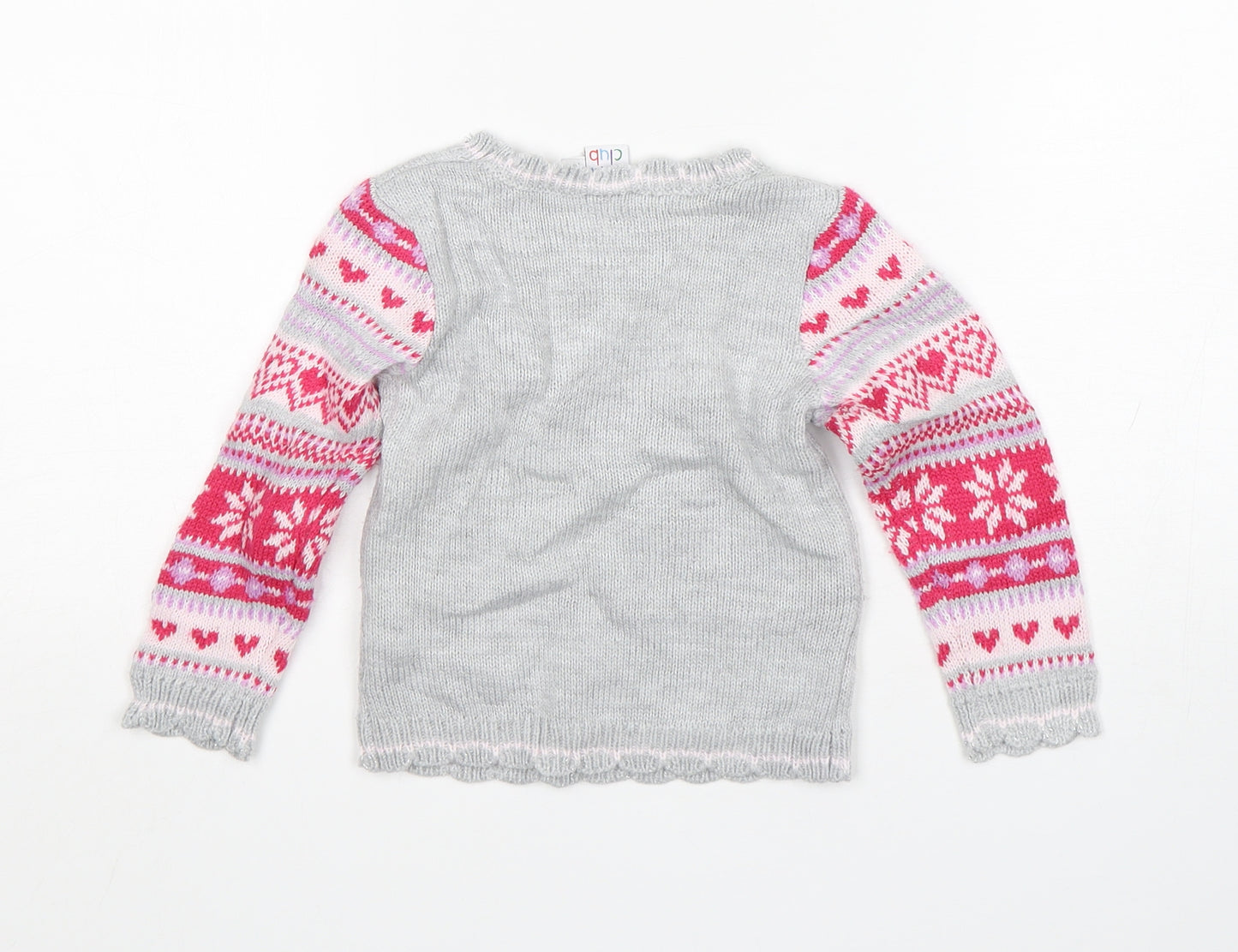 Mini Club Girls Multicoloured Fair Isle Acrylic Pullover Jumper Size 12-18 Months   - Polar Bear