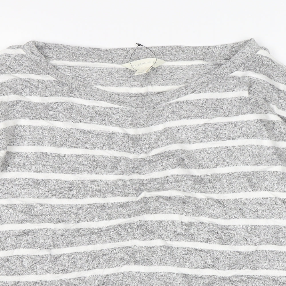 M&S Womens Grey Striped Viscose Top Pyjama Top Size 16