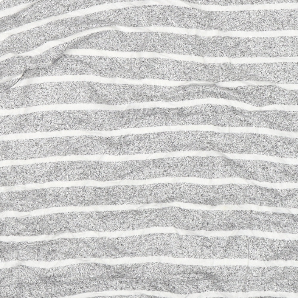 M&S Womens Grey Striped Viscose Top Pyjama Top Size 16