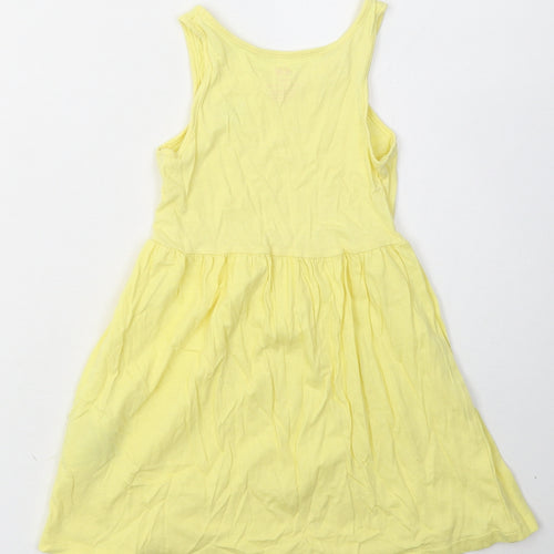 H&M Girls Yellow  Cotton A-Line  Size 2-3 Years  Crew Neck Pullover - Butterfly Print