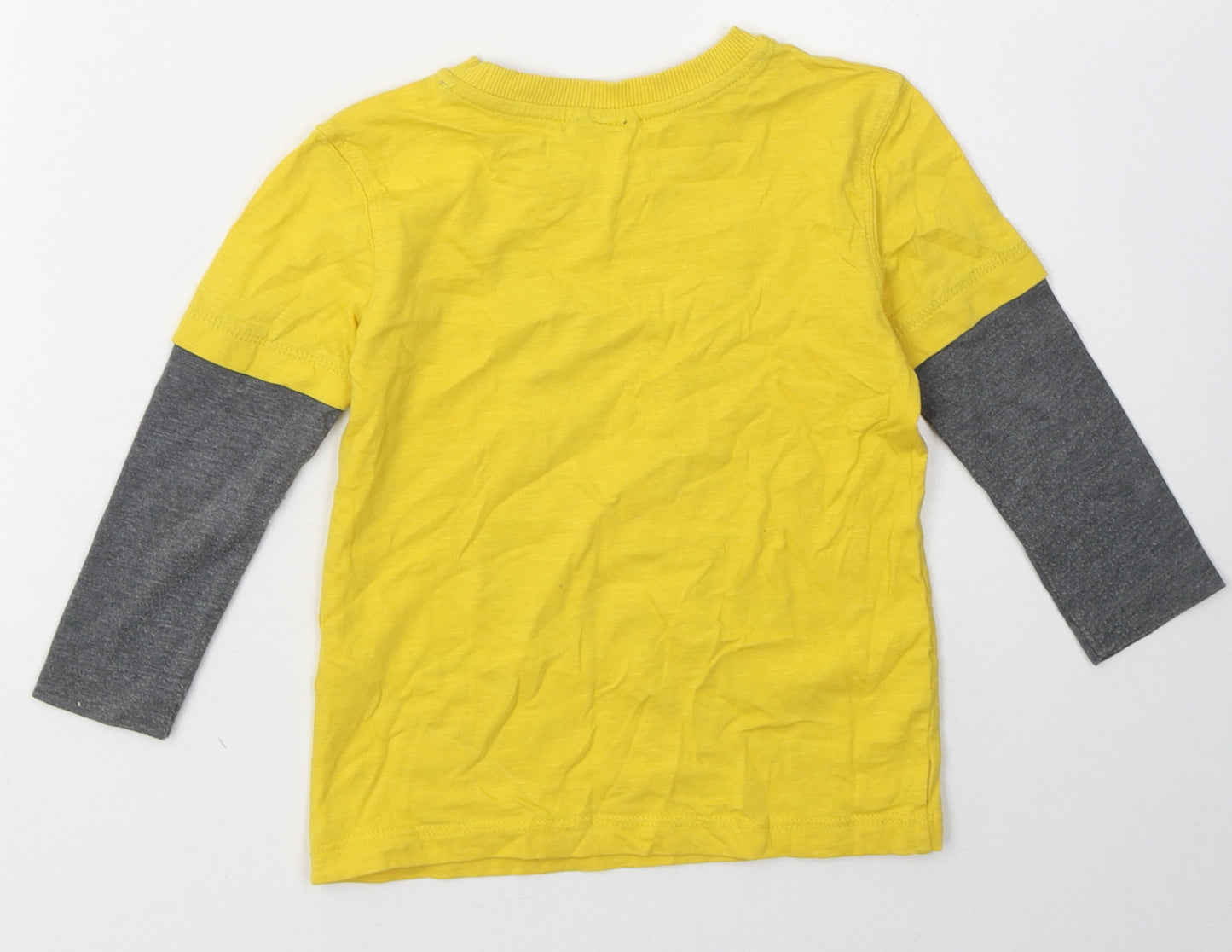 George Boys Yellow  Cotton Basic Casual Size 2 Years Crew Neck Pullover - batman