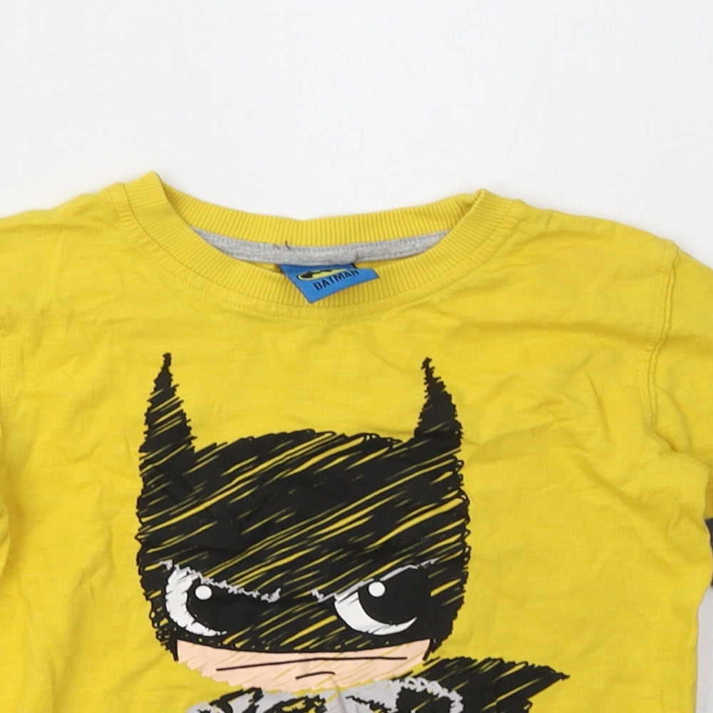 George Boys Yellow  Cotton Basic Casual Size 2 Years Crew Neck Pullover - batman