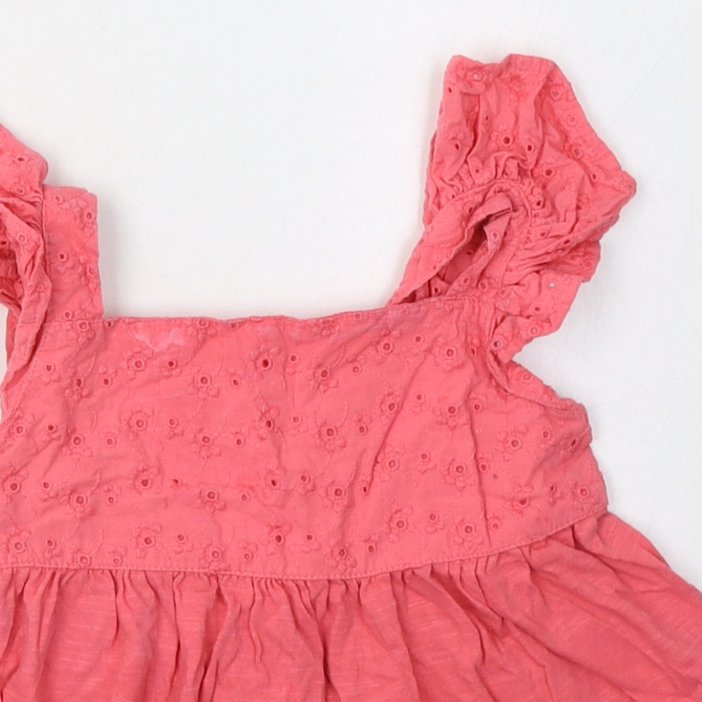 George Girls Pink  Cotton A-Line  Size 3-4 Years  Square Neck Button