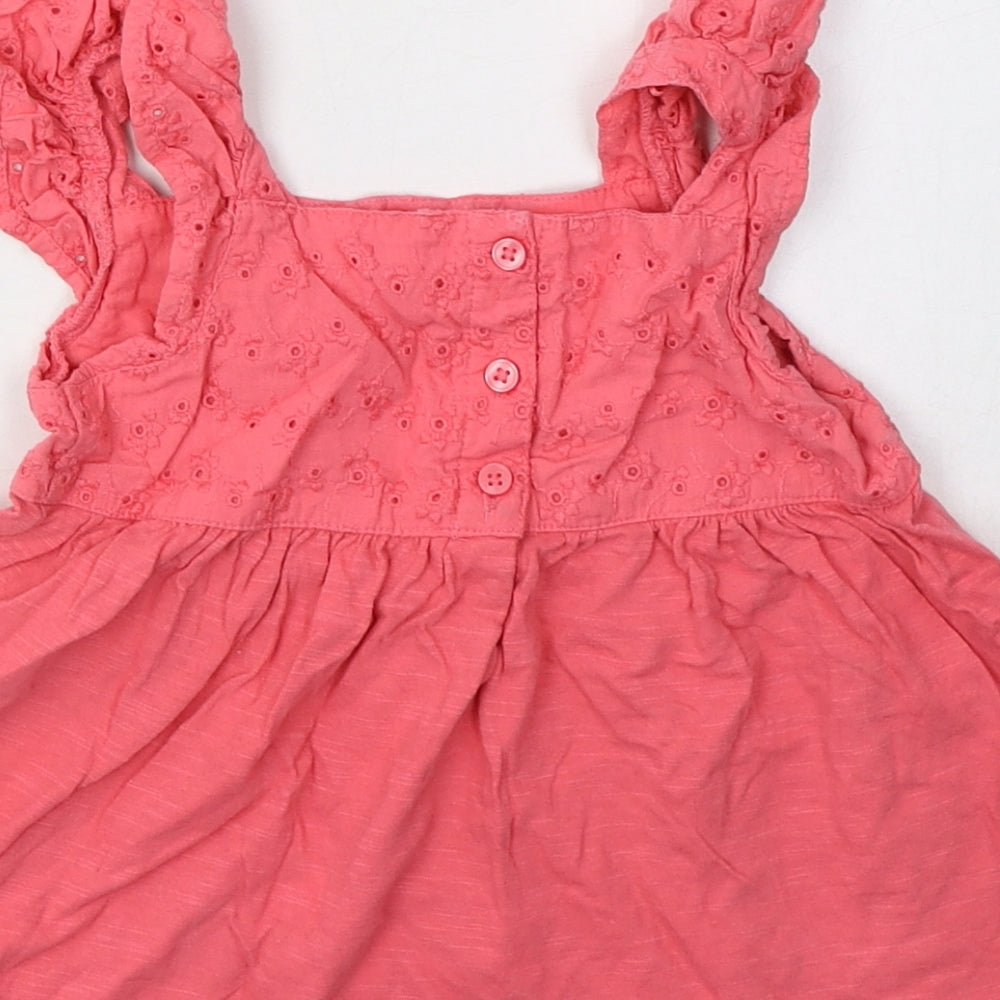 George Girls Pink  Cotton A-Line  Size 3-4 Years  Square Neck Button