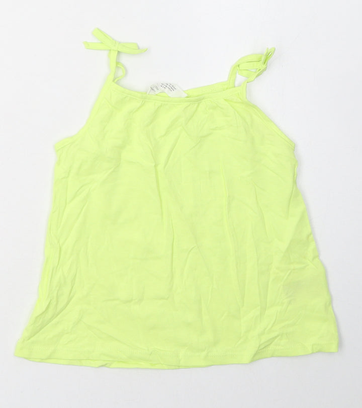H&M Girls Green  Cotton Basic Tank Size 2-3 Years Square Neck Pullover