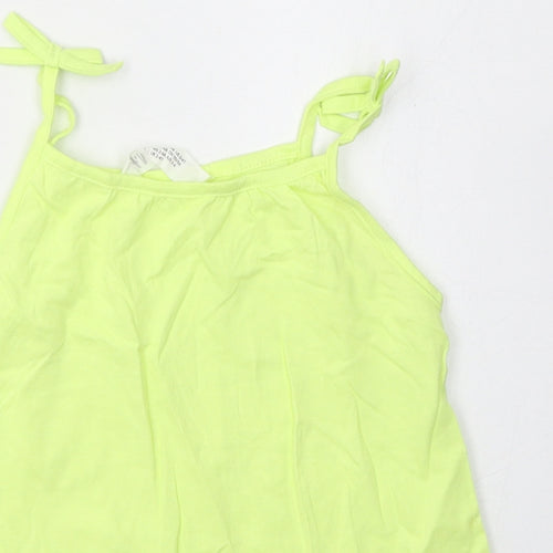 H&M Girls Green  Cotton Basic Tank Size 2-3 Years Square Neck Pullover