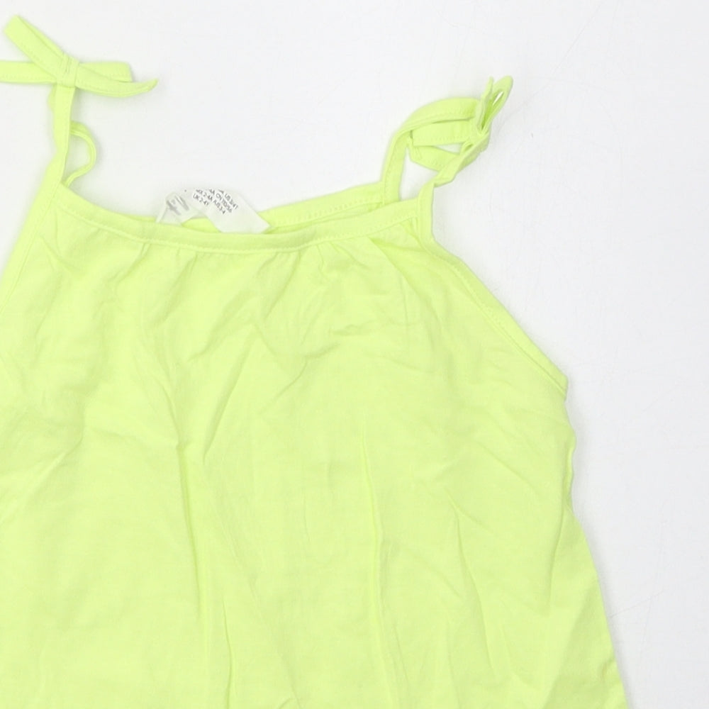 H&M Girls Green  Cotton Basic Tank Size 2-3 Years Square Neck Pullover