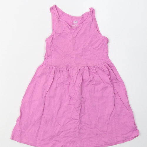 H&M Girls Purple  Cotton A-Line  Size 3-4 Years  Crew Neck Pullover