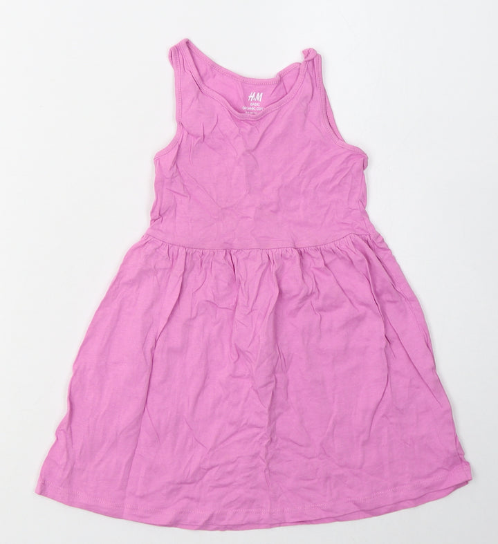H&M Girls Purple  Cotton A-Line  Size 3-4 Years  Crew Neck Pullover