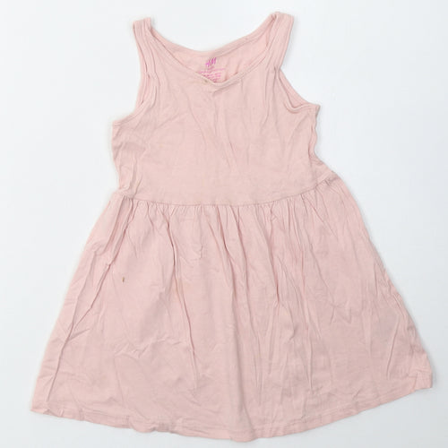 H&M Girls Pink  Cotton A-Line  Size 2-3 Years  Scoop Neck Pullover