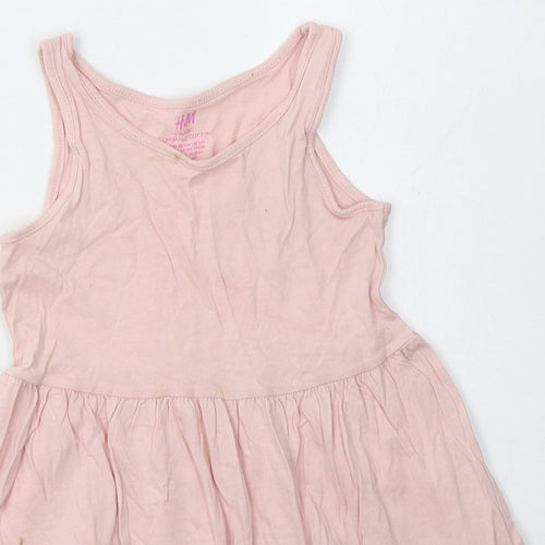 H&M Girls Pink  Cotton A-Line  Size 2-3 Years  Scoop Neck Pullover