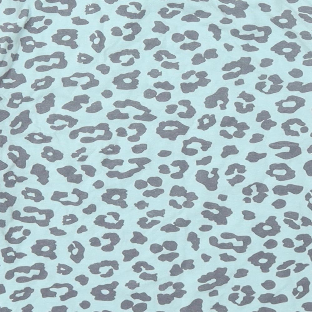 F&F Girls Blue Animal Print Cotton Basic Casual Size 8-9 Years Crew Neck Pullover