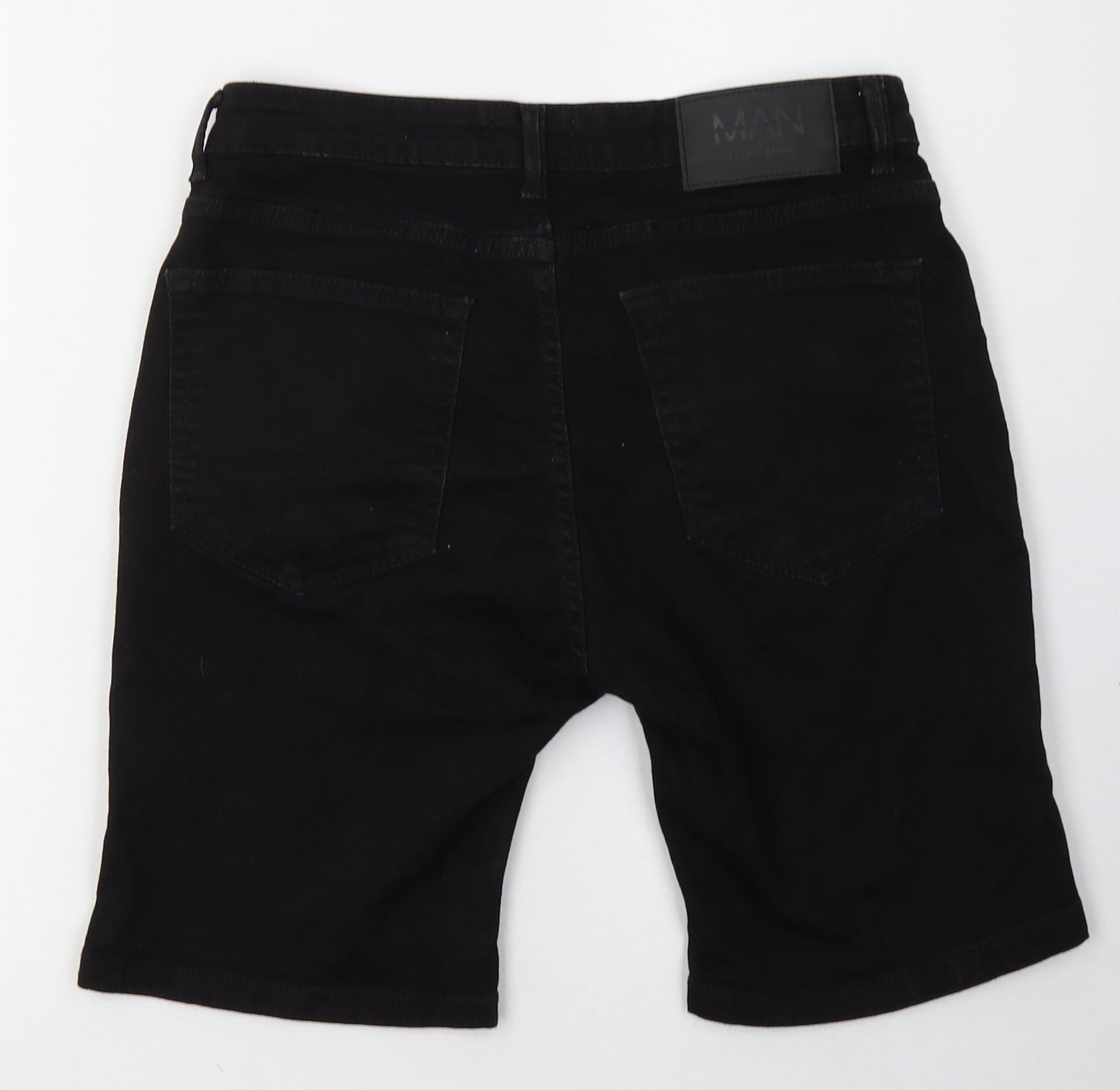 Boohoo Man Mens Black  Cotton Bermuda Shorts Size 32 L8 in Regular Button