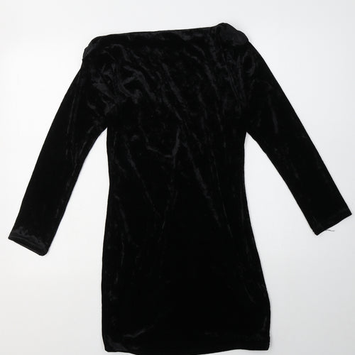 COTTON CLUB Womens Black  Polyester Bodycon  Size 8  Boat Neck Pullover