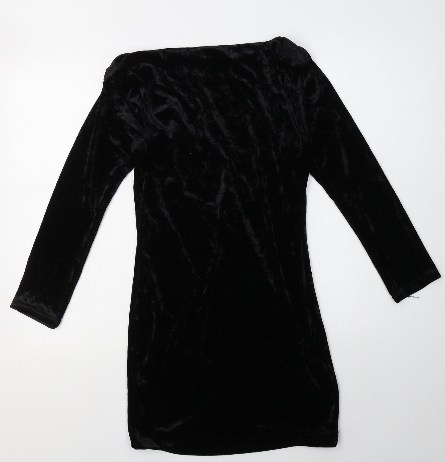 COTTON CLUB Womens Black  Polyester Bodycon  Size 8  Boat Neck Pullover