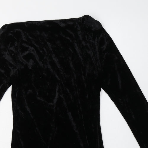 COTTON CLUB Womens Black  Polyester Bodycon  Size 8  Boat Neck Pullover