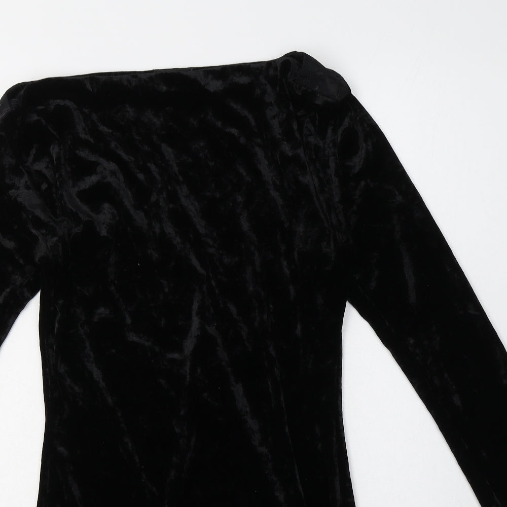 COTTON CLUB Womens Black  Polyester Bodycon  Size 8  Boat Neck Pullover