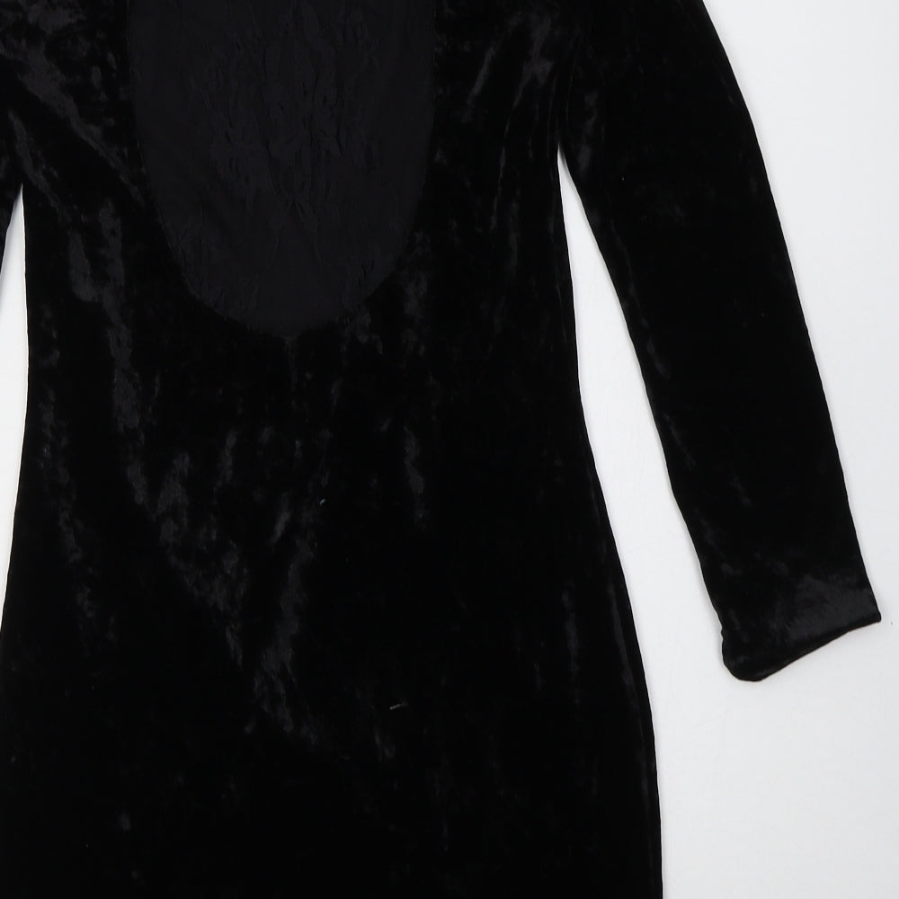 COTTON CLUB Womens Black  Polyester Bodycon  Size 8  Boat Neck Pullover