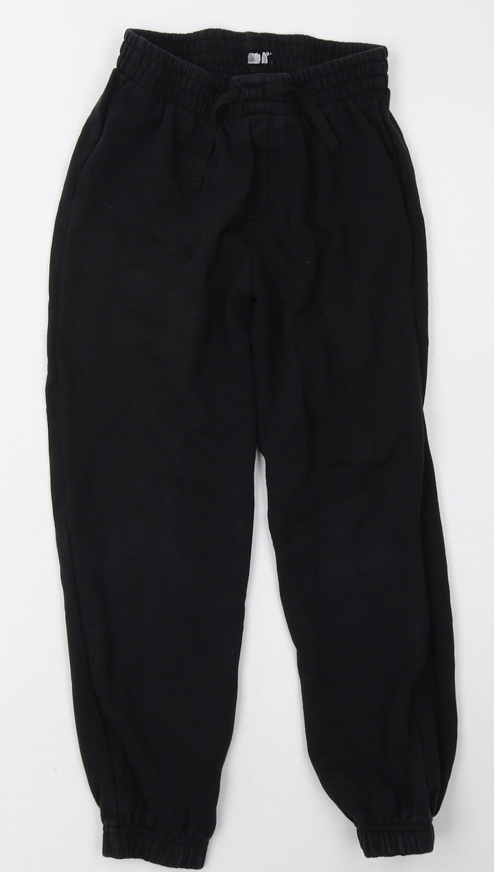 sainsburys Girls Black  Cotton Jogger Trousers Size 9 Months  Regular Tie - School Wear