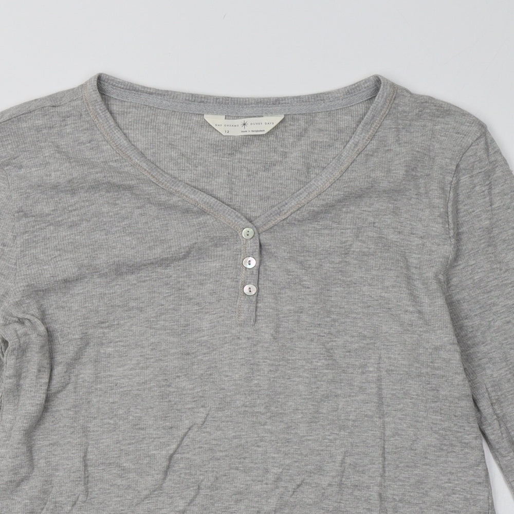 Marks and Spencer Womens Grey  Cotton  Pyjama Top Size 12