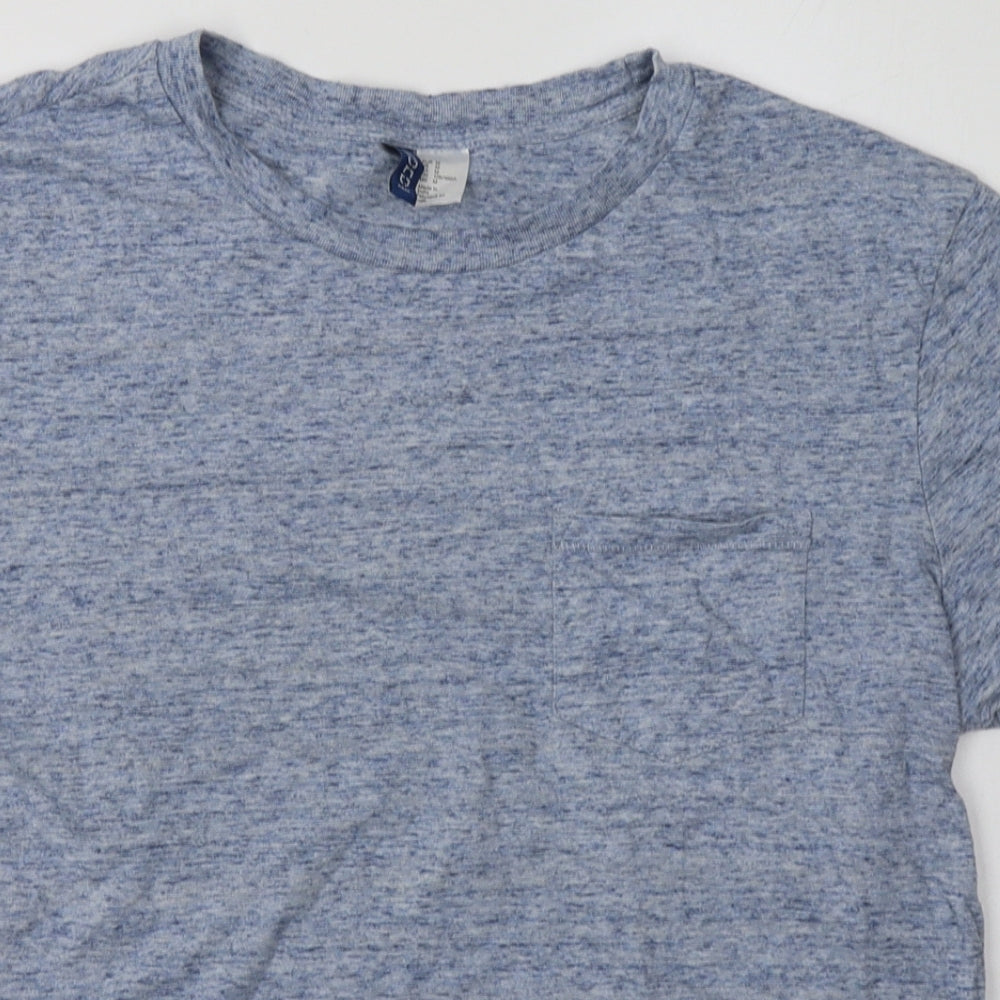 H&M Mens Blue  Cotton  T-Shirt Size M Crew Neck