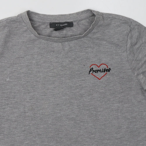 Primark Womens Grey  Cotton Basic T-Shirt Size 10 Crew Neck - promises