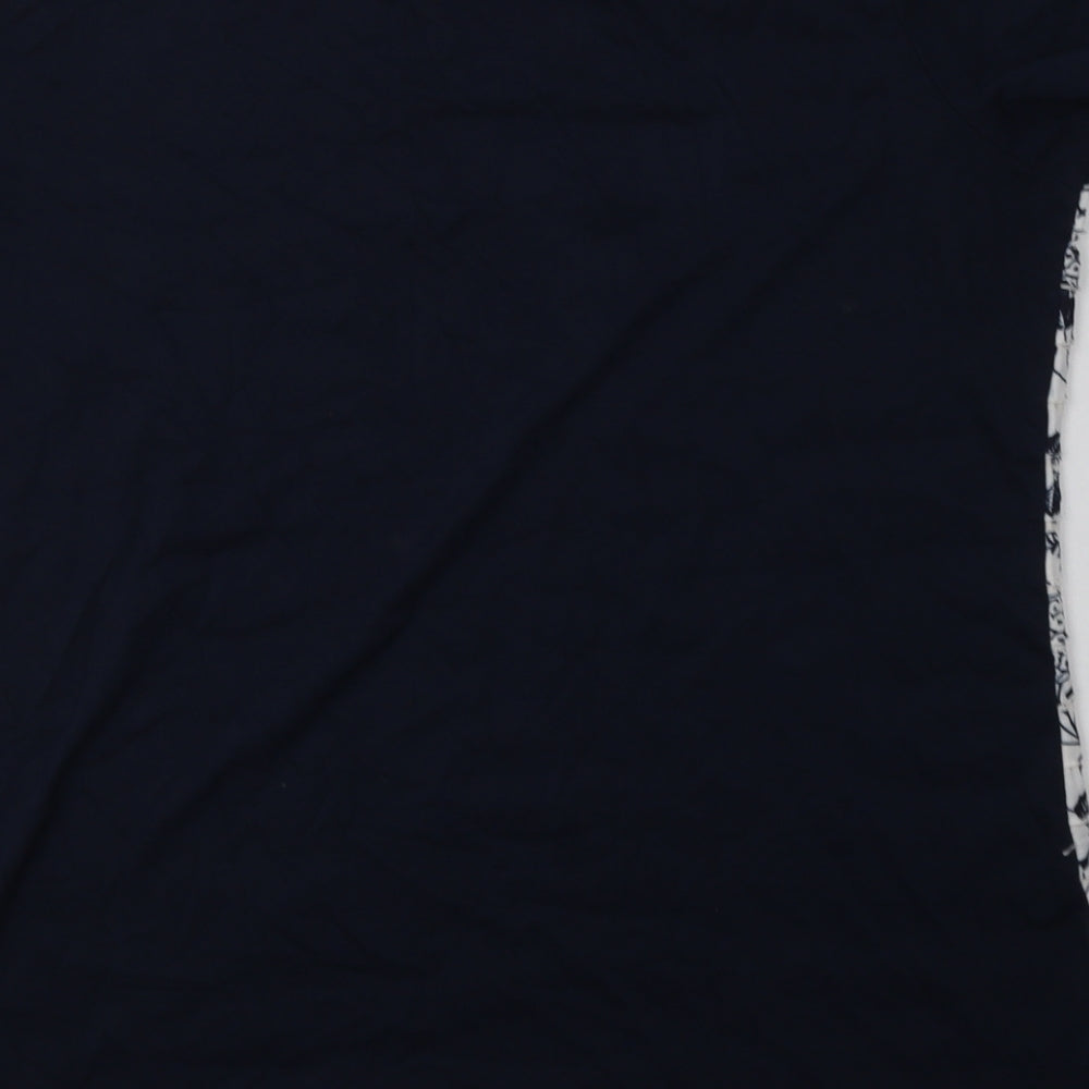 originlas Womens Blue Floral Polyester Basic T-Shirt Size 18 Crew Neck