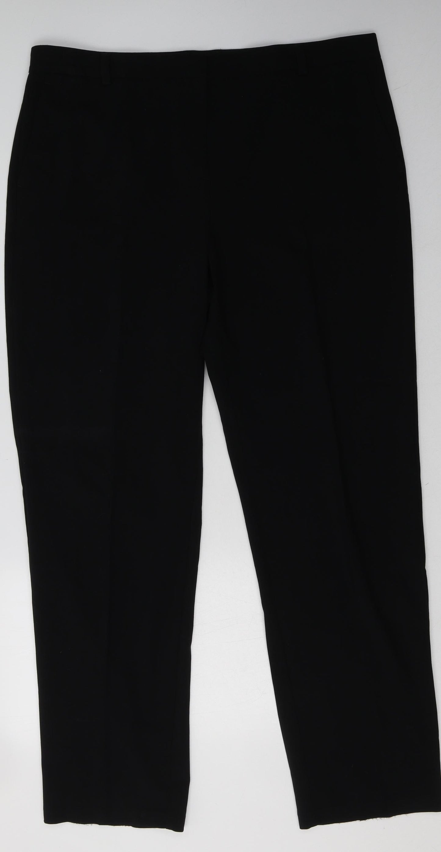 Marks and Spencer Mens Black  Polyester Trousers  Size 40 L34 in Regular Hook & Eye