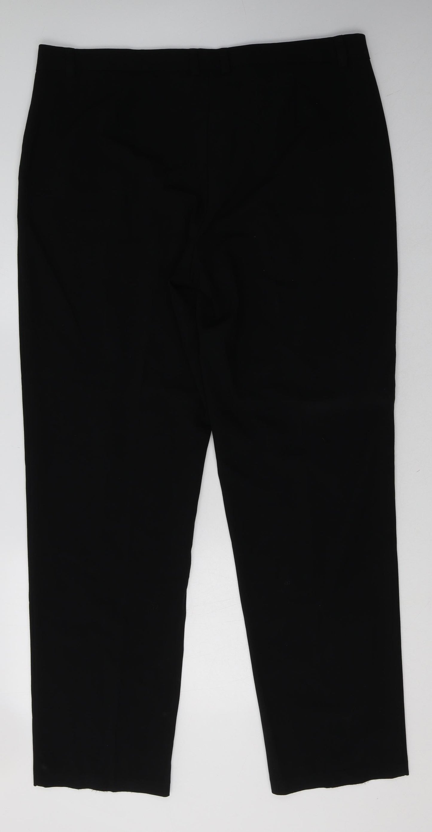 Marks and Spencer Mens Black  Polyester Trousers  Size 40 L34 in Regular Hook & Eye