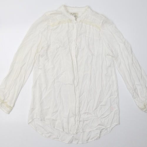 River Island Womens White  Viscose Basic Button-Up Size 12 V-Neck