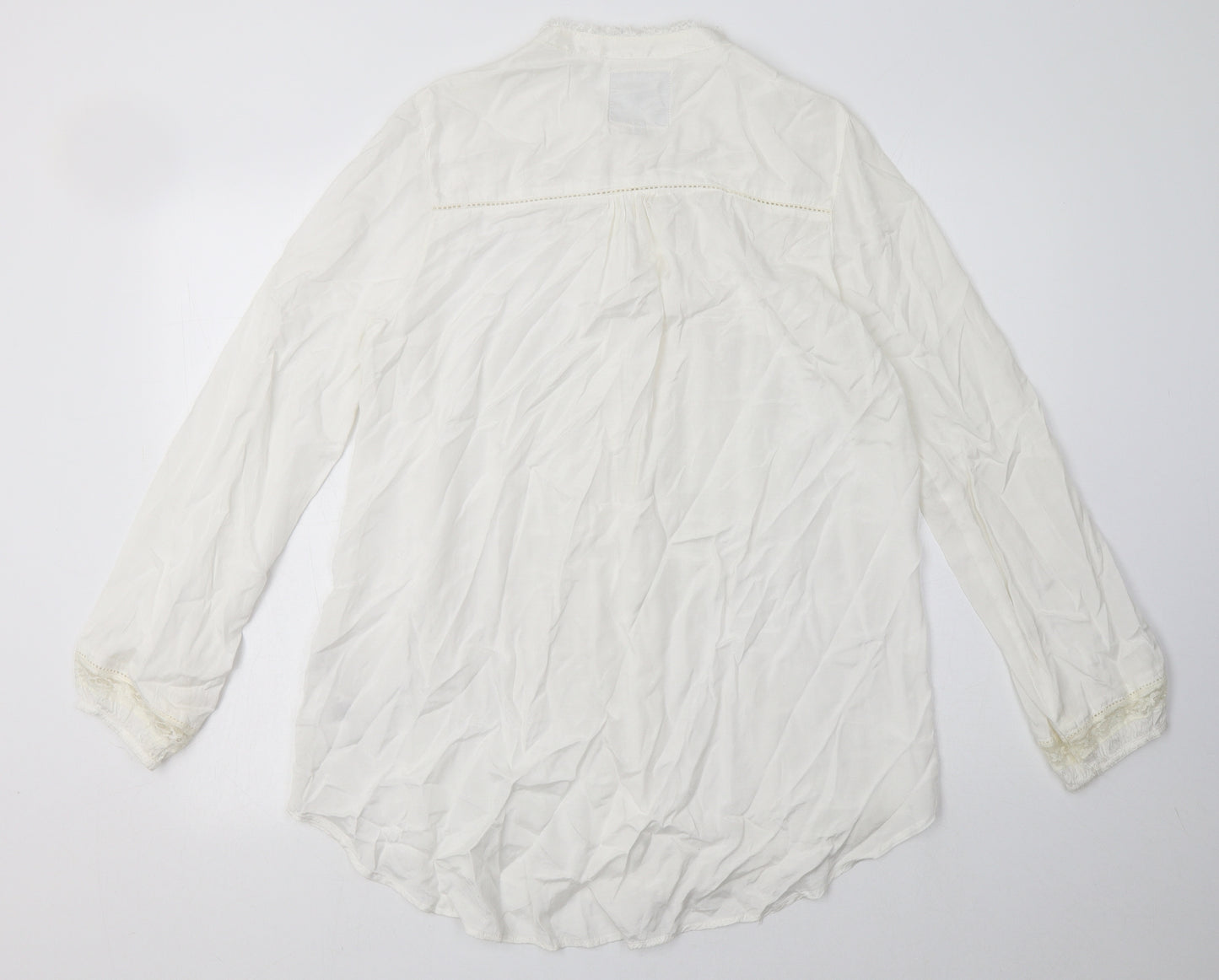 River Island Womens White  Viscose Basic Button-Up Size 12 V-Neck
