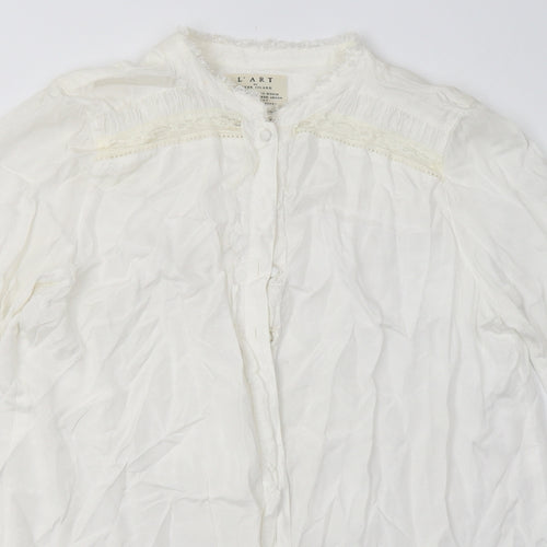 River Island Womens White  Viscose Basic Button-Up Size 12 V-Neck