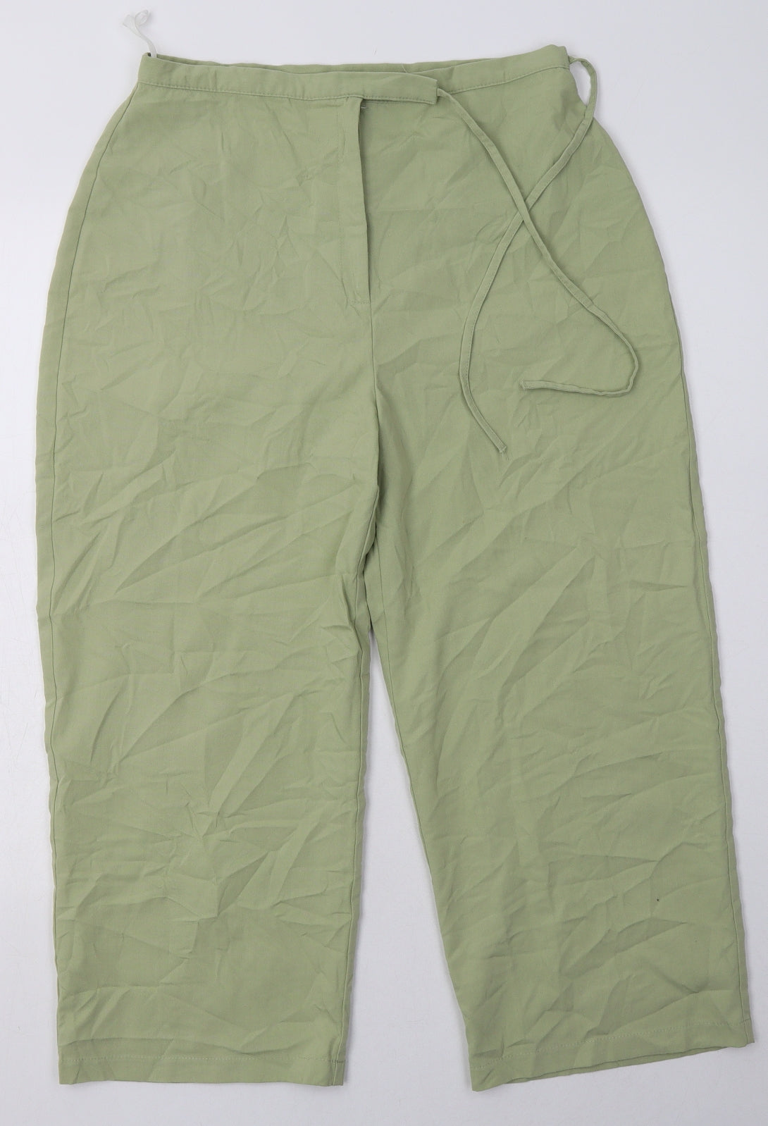 Essentials Womens Green  Polyester Cropped Trousers Size 14 L25 in Regular Button