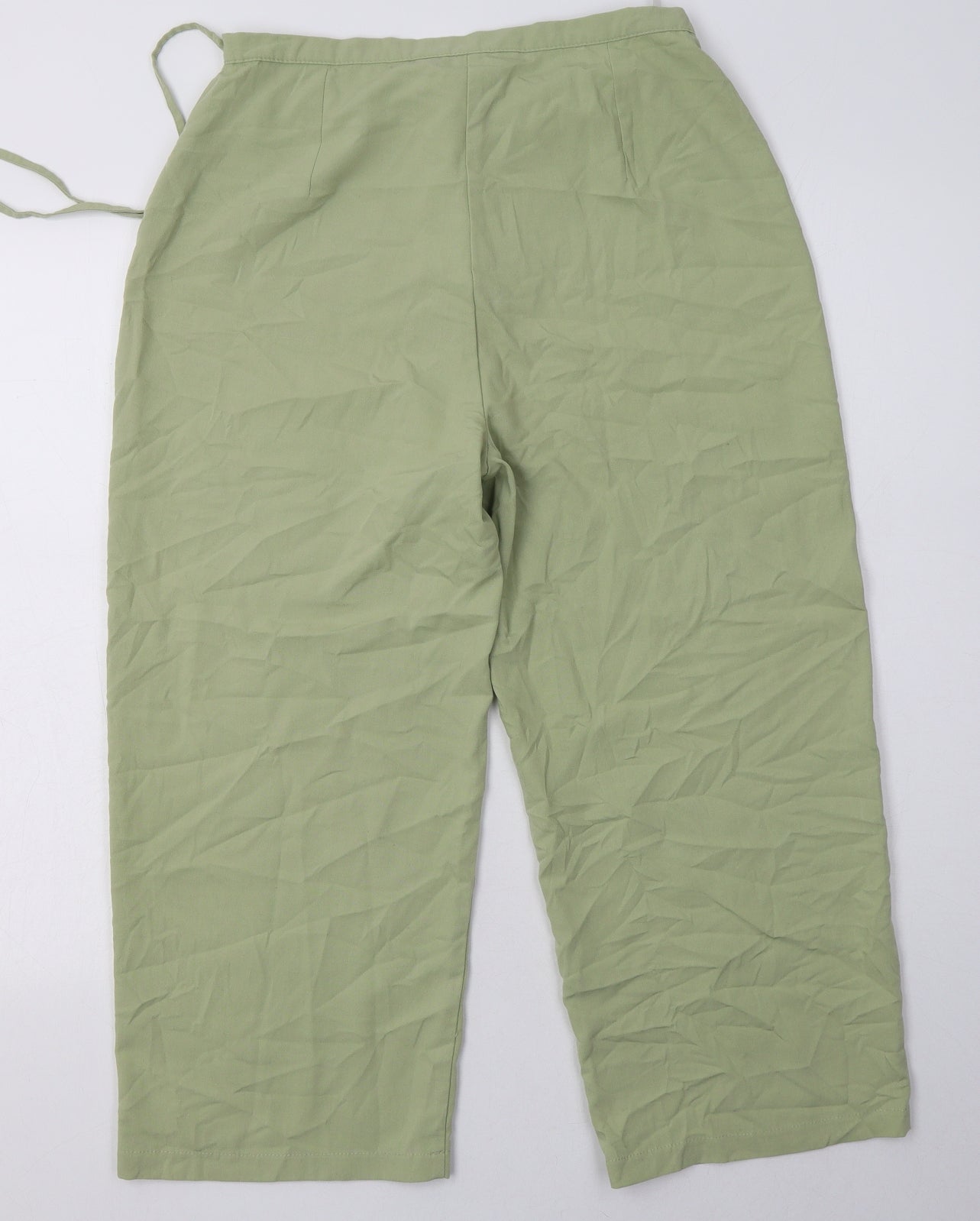 Essentials Womens Green  Polyester Cropped Trousers Size 14 L25 in Regular Button