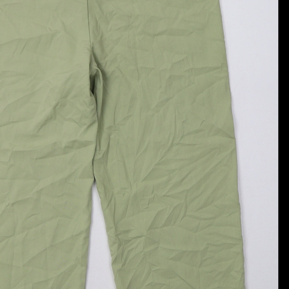 Essentials Womens Green  Polyester Cropped Trousers Size 14 L25 in Regular Button