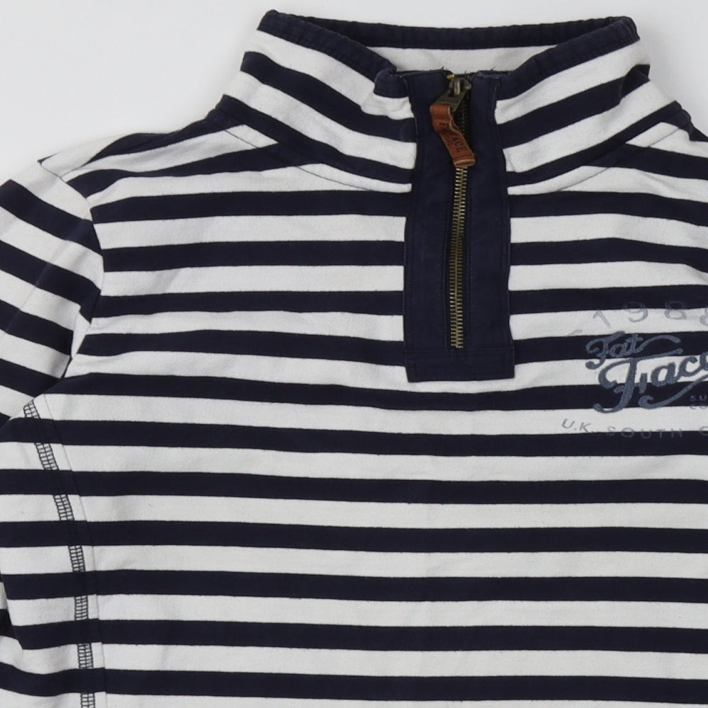fatface Womens Blue Striped Cotton Pullover Sweatshirt Size 12  Zip