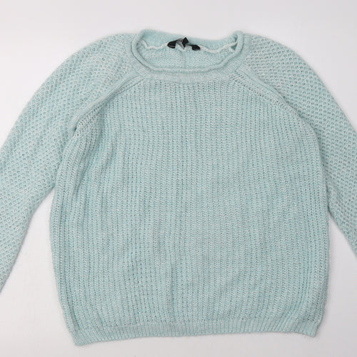 New Look Womens Blue  Acrylic Pullover Sweatshirt Size 12  Pullover