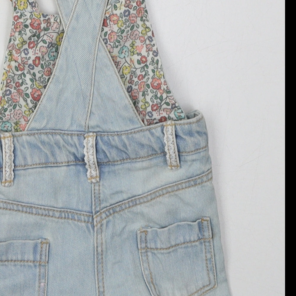 NEXT Girls Blue  Cotton Dungaree Outfit/Set Size 3-6 Months  Button