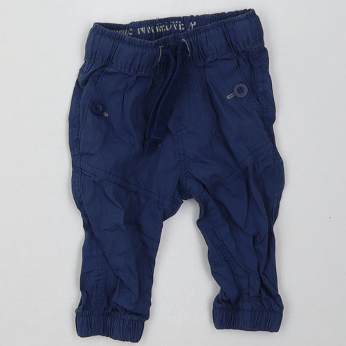 NEXT Boys Blue  Cotton Capri Trousers Size 3-6 Months  Tie