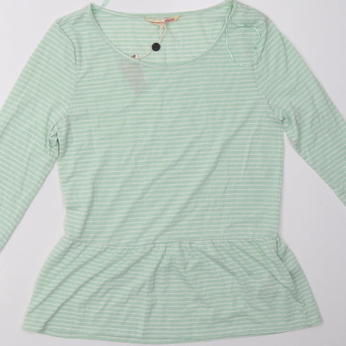 TOM TAILOR Womens Green Striped Polyester Pullover Sweatshirt Size S  Pullover