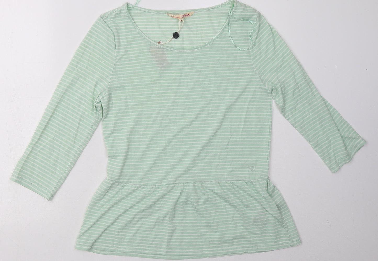 TOM TAILOR Womens Green Striped Polyester Pullover Sweatshirt Size S  Pullover