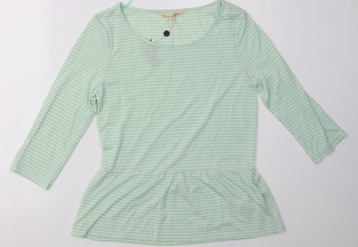 TOM TAILOR Womens Green Striped Polyester Pullover Sweatshirt Size S  Pullover