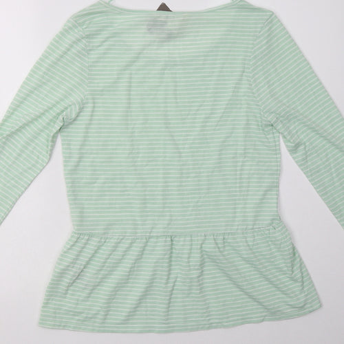 TOM TAILOR Womens Green Striped Polyester Pullover Sweatshirt Size S  Pullover